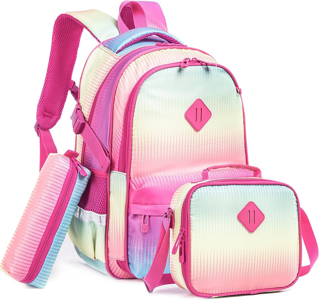 Kids Backpack 16 in School Bookbag with Insulated Lunch Box Pencil Case Lightweight Student Bookb... | Amazon (US)