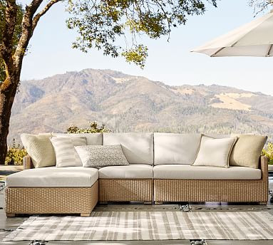 Hampton All-Weather Wicker 3-Piece Loveseat Sectional | Pottery Barn (US)
