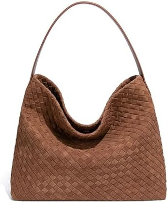 Women's Woven Suede Tote Bag Slouchy Shoulder Bags Trendy Crescent Satchel Purse 2025 | Amazon (US)