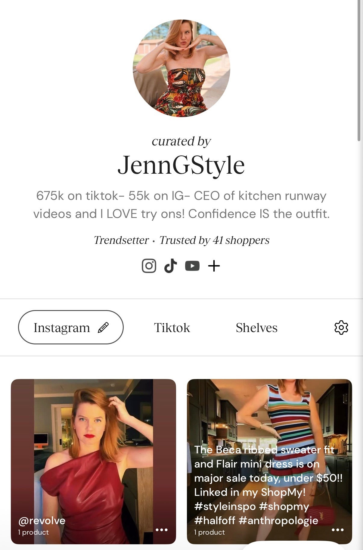 Please follow me on ShopMy! My username is always JennGStyle