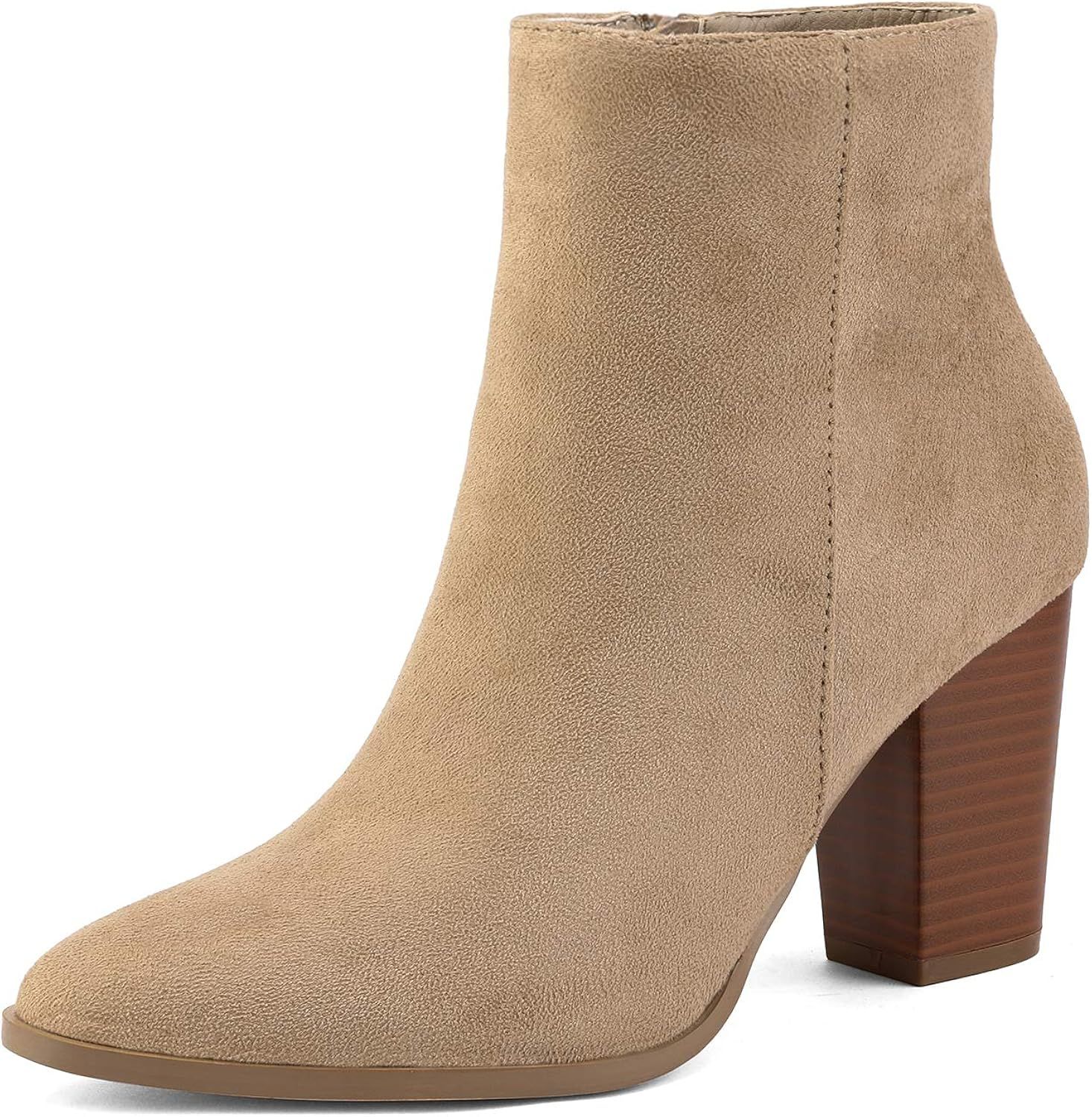 Amazon.com | DREAM PAIRS Women's Sand Suede Chunky Block Heel Ankle Booties Size 8.5 B(M) US Anit... | Amazon (US)