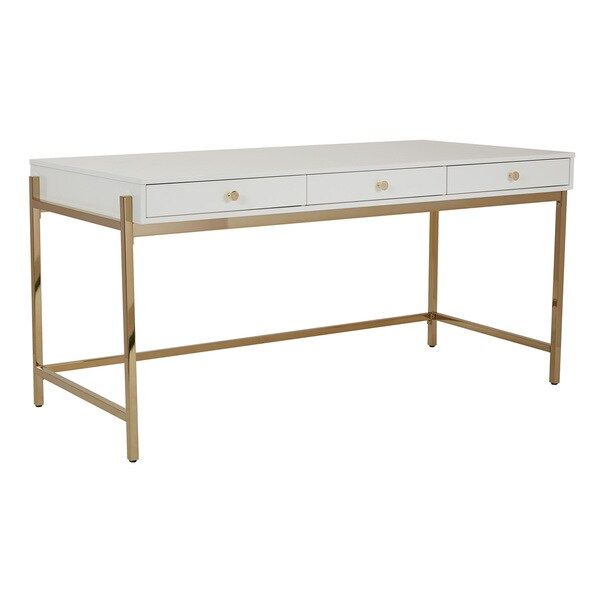 Park Avenue White and Gold Writing Desk | Bed Bath & Beyond