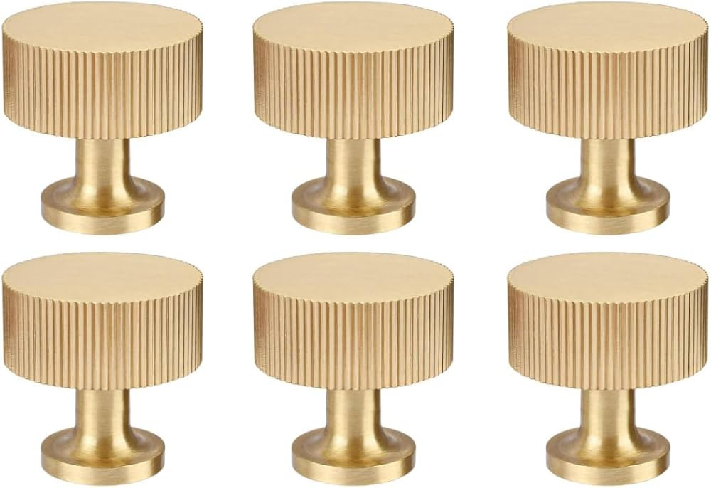 RZDEAL 6pcs Solid Brass Cabinet Knobs Pulls Cabinet Drawer Dresser Gold Knobs Modern Handles Knob... | Amazon (US)