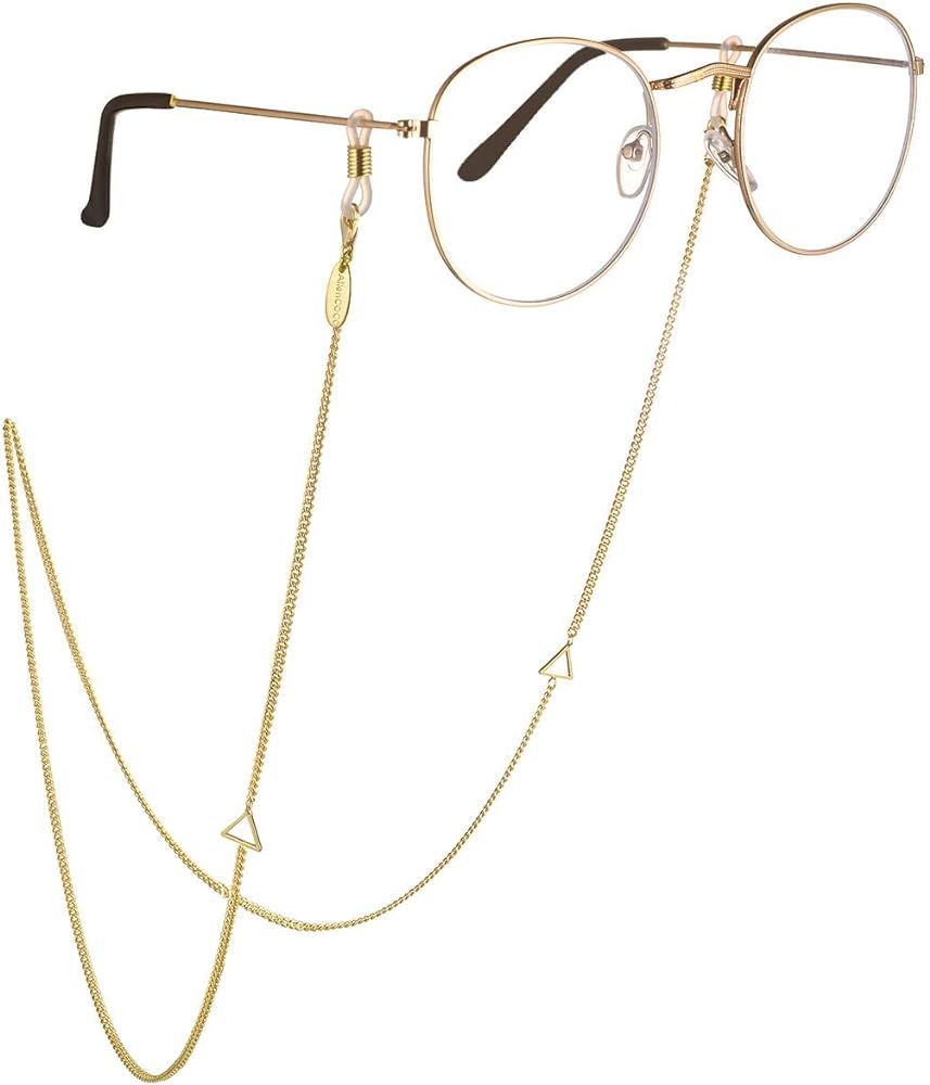 AllenCOCO 18K Gold Plated Eyeglass Chain Sunglasses Eyewear Strap Holder Reading Glasses Retainer fo | Amazon (US)