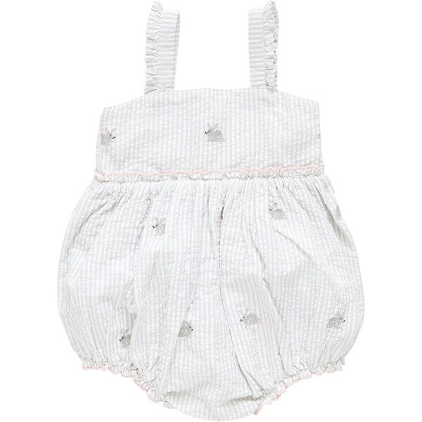 Baby Girls Sierra Bubble, Bunny Embroidery - Pink Chicken Rompers | Maisonette | Maisonette