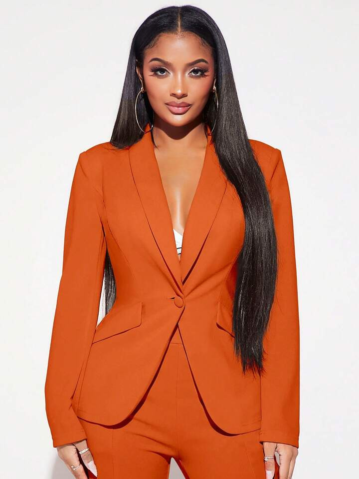 SHEIN SXY Shawl Collar Single Button Blazer | SHEIN USA | SHEIN