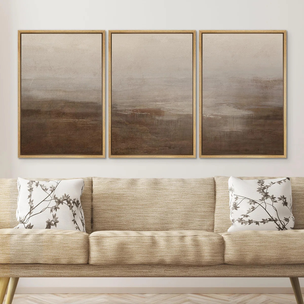 " Abstract Hazy Landscape Modern Minimalist Beige And Brown Nature Wilderness " 3 - Pieces on | Wayfair North America