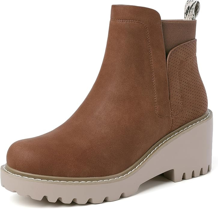 Mostrin Chelsea Boots for Women Platform Ankle Boots Chunky Lug Sole Boots Slip on Elastic Fall B... | Amazon (US)