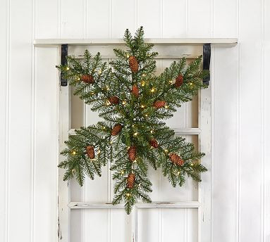 Lit Snowflake Fir Wreath - 30" | Pottery Barn (US)