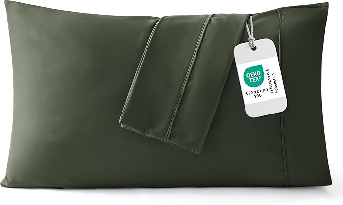 Bedsure Pillow Cases Standard Size Set of 2, Olive Green, Microfiber Pillowcases, 20x26 Inches | Amazon (US)