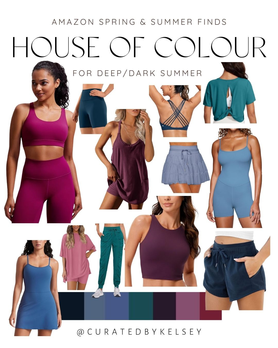 Your Deep/Dark Summer color palette… but make it Amazon activewear 😍
I pulled these rich, cool-toned pieces straight from Amazon — think plum, sea green, raspberry, and French navy — all perfect for staying true to your House of Colour season this spring & summer.

🛍️ Tap to shop the exact pieces I found — all under $50!

#deepsummer #darksummer #houseofcolour #amazonfinds #seasonalcoloranalysis #ltkunder50 #curatedbykelsey 

 #LTKSeasonal #LTKActive #LTKStyleTip