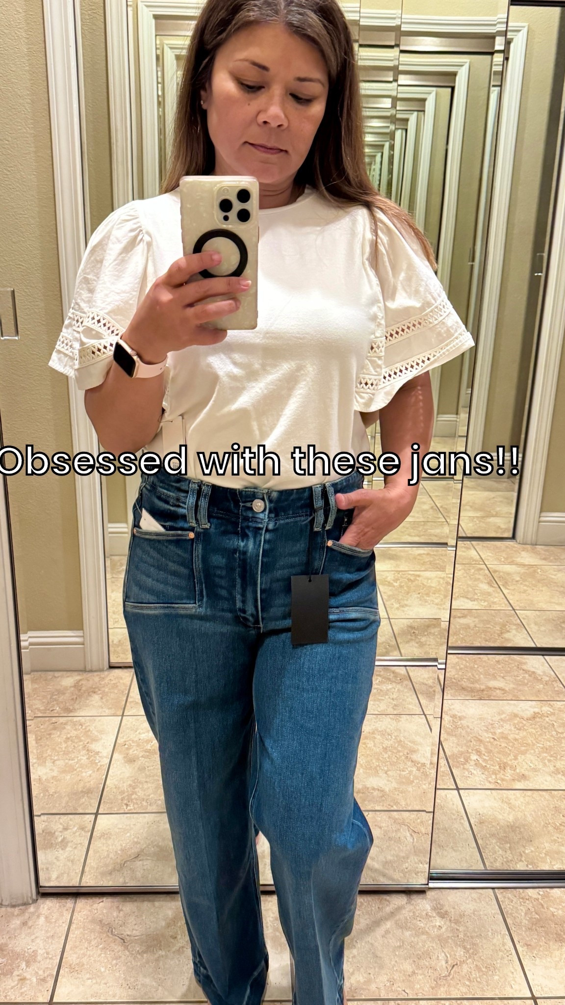 The Paige Anessa high rise wide leg cropped denim is the perfect Jean! Comfy high waist, generous through hips and thighs and wider leg bottom. I’m 5’2 and hits at my ankle, so would be a more cropped fit on taller girlies. I have worn with sneakers, wedges and heels. So versatile!! 

#LTKOver40 #LTKootd #LTKSpringSale