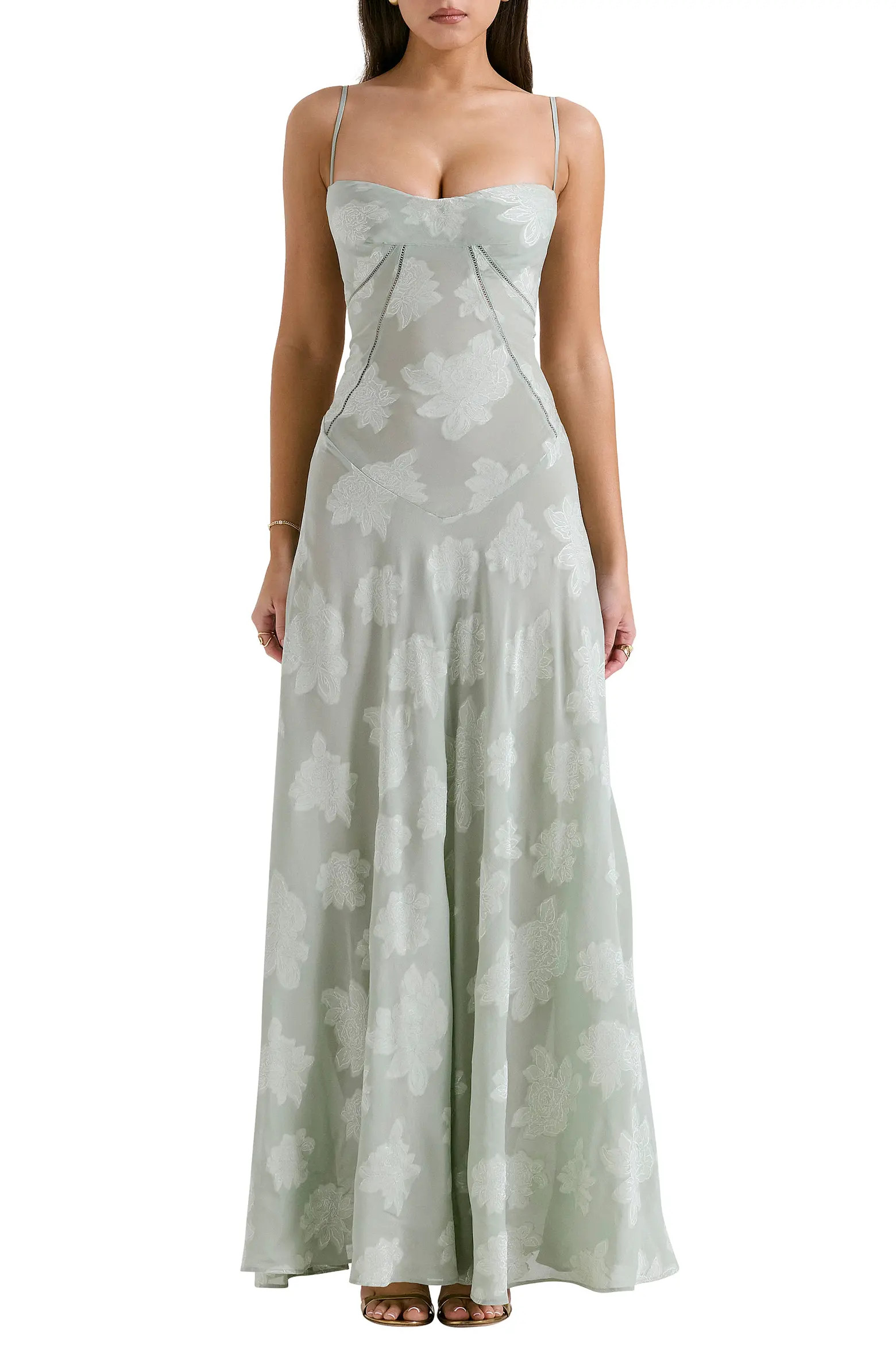 HOUSE OF CB Seren Blush Sheer Lace-Up Back Gown (Women) | Nordstrom | Nordstrom