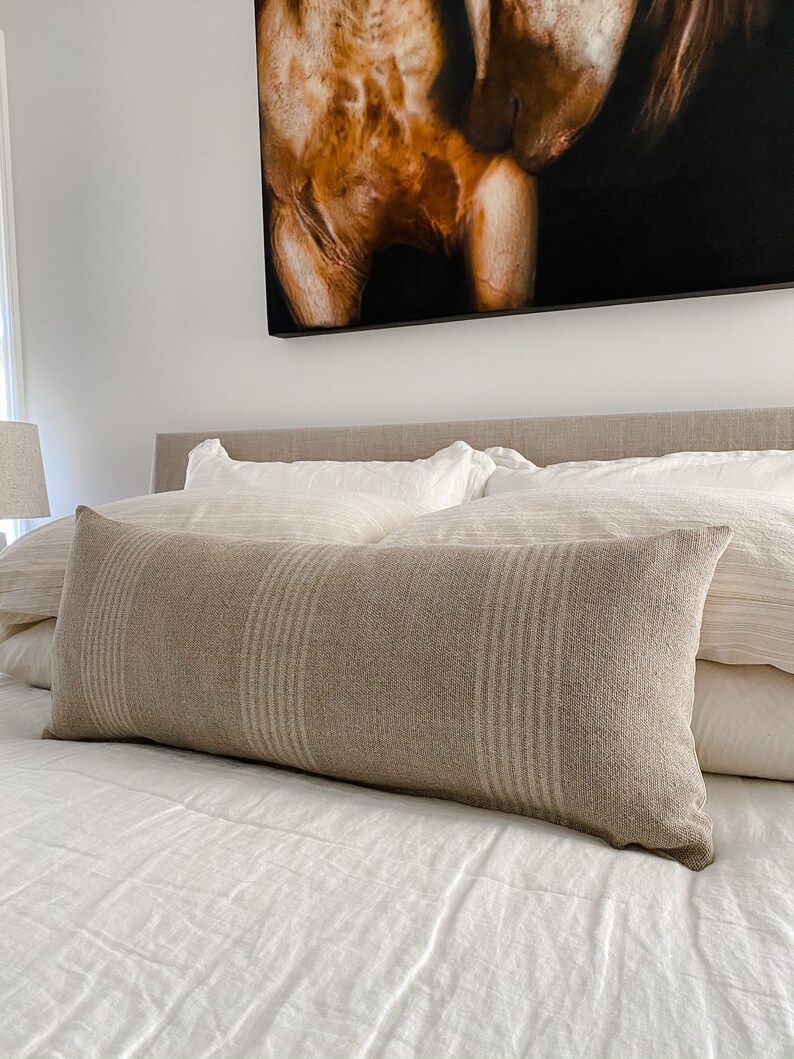 Hay Sack Pillow | Lumbar Pillow Cover, Brown Lumbar Pillow, Linen Pillow, Taupe Pillow, Decorativ... | Etsy (US)