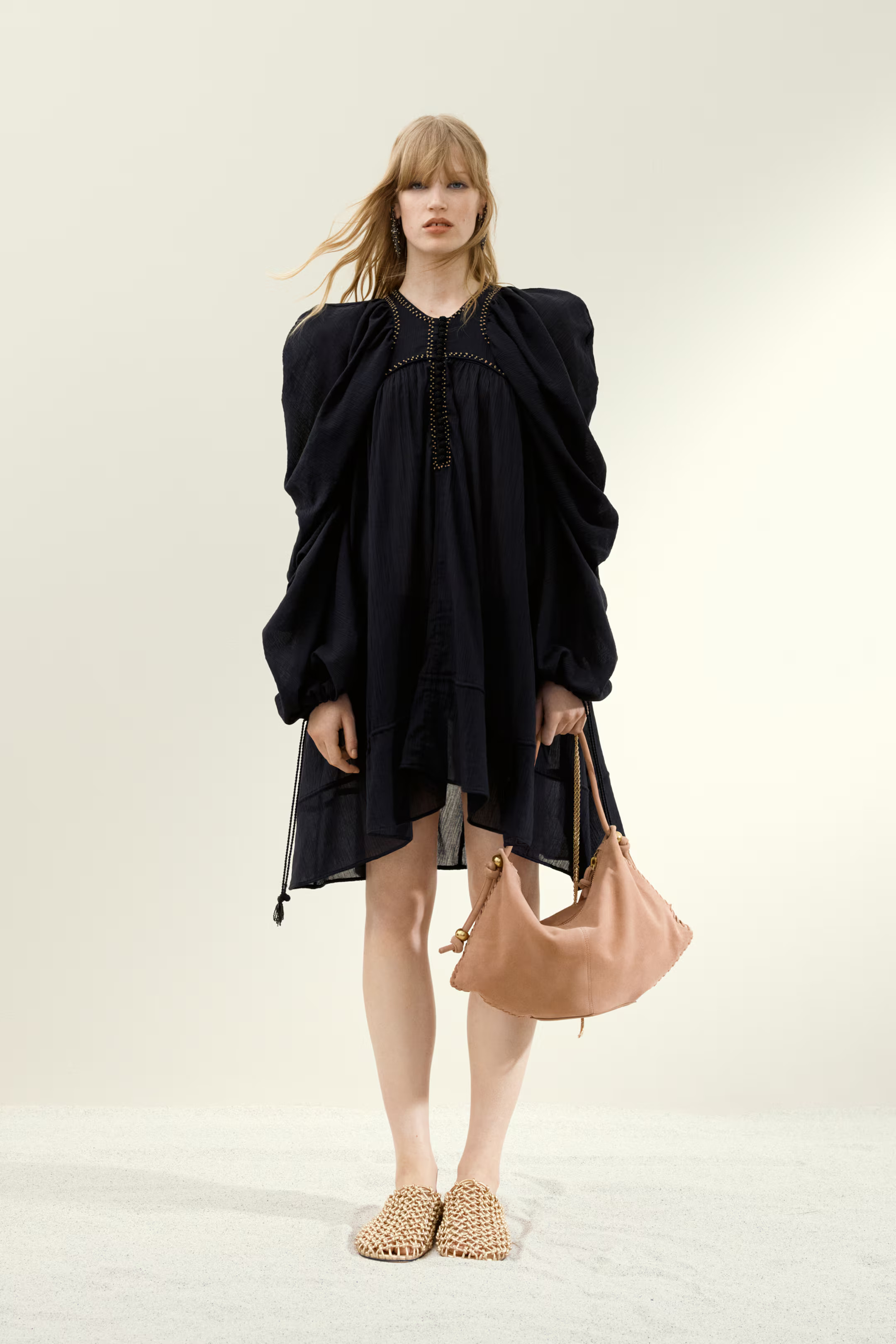 Crinkled Cotton Dress - Black - Ladies | H&M US | H&M (US + CA)
