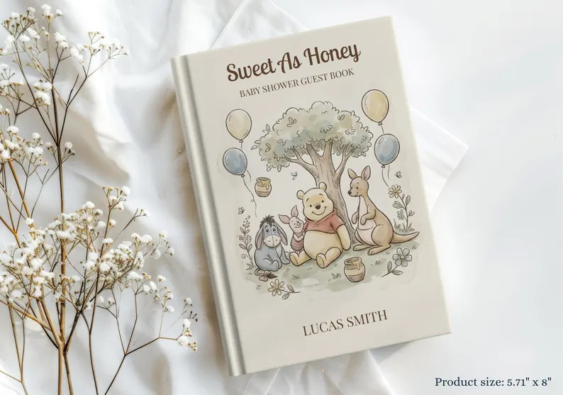 Personalized Baby Shower Guest Book | Classic Storybook Pooh & Friends Keepsake | Nursery Memory ... | Etsy (US)