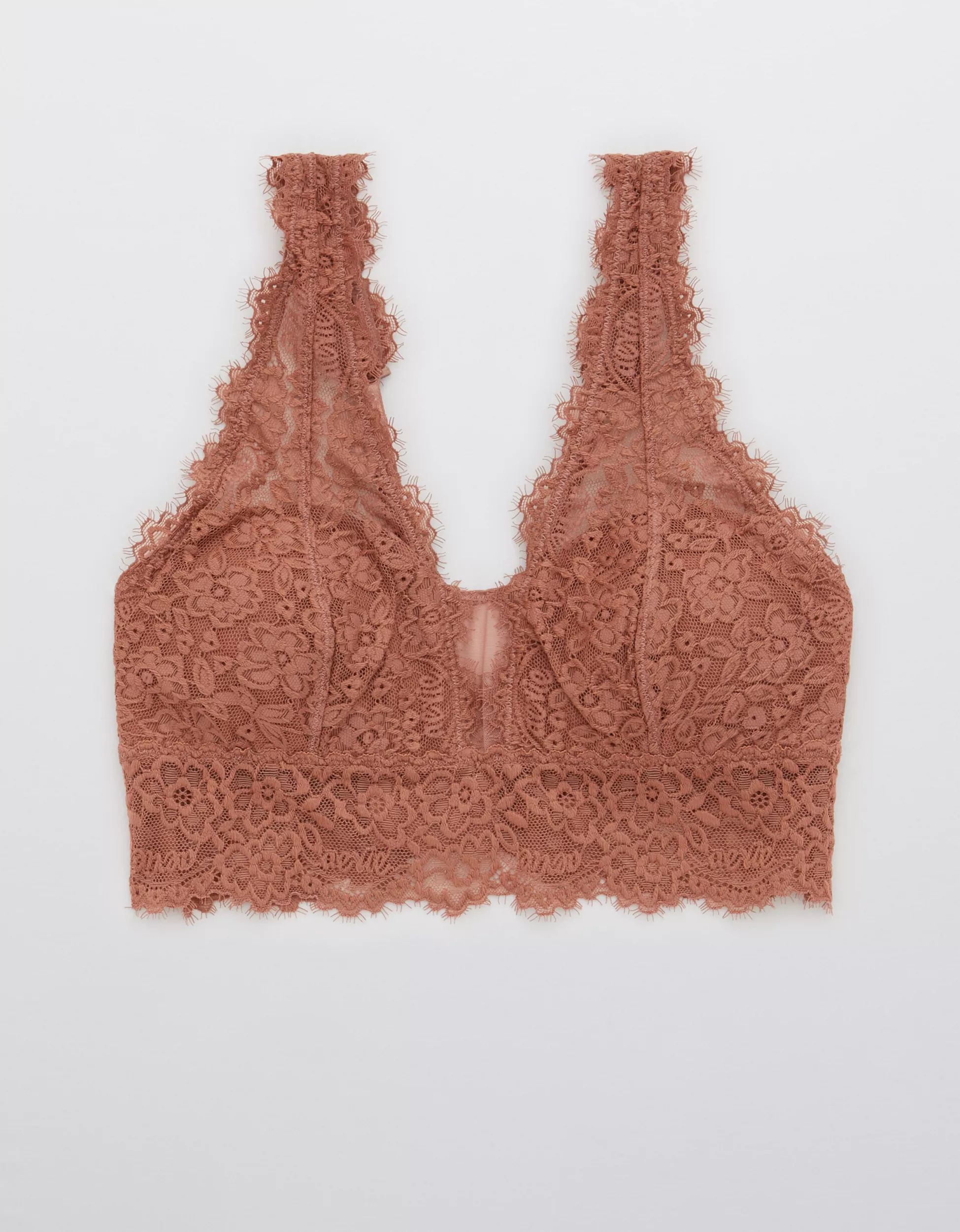 Aerie Eyelash Lace Padded Plunge Bralette | American Eagle Outfitters (US & CA)