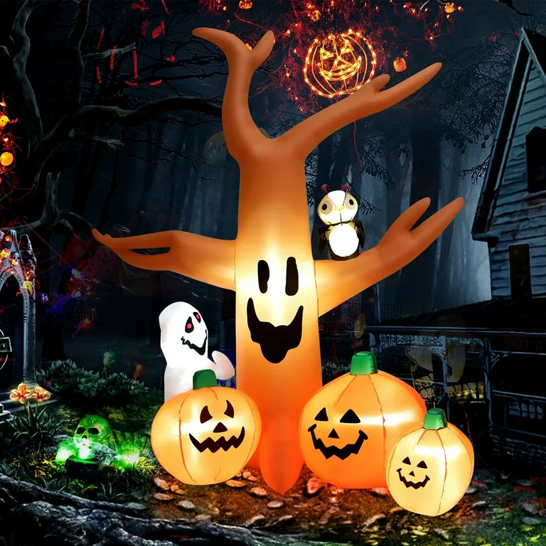 Costway 8 FT Halloween Inflatable Dead Tree w/ Pumpkins Blow up Yard Decoration | Walmart (US)