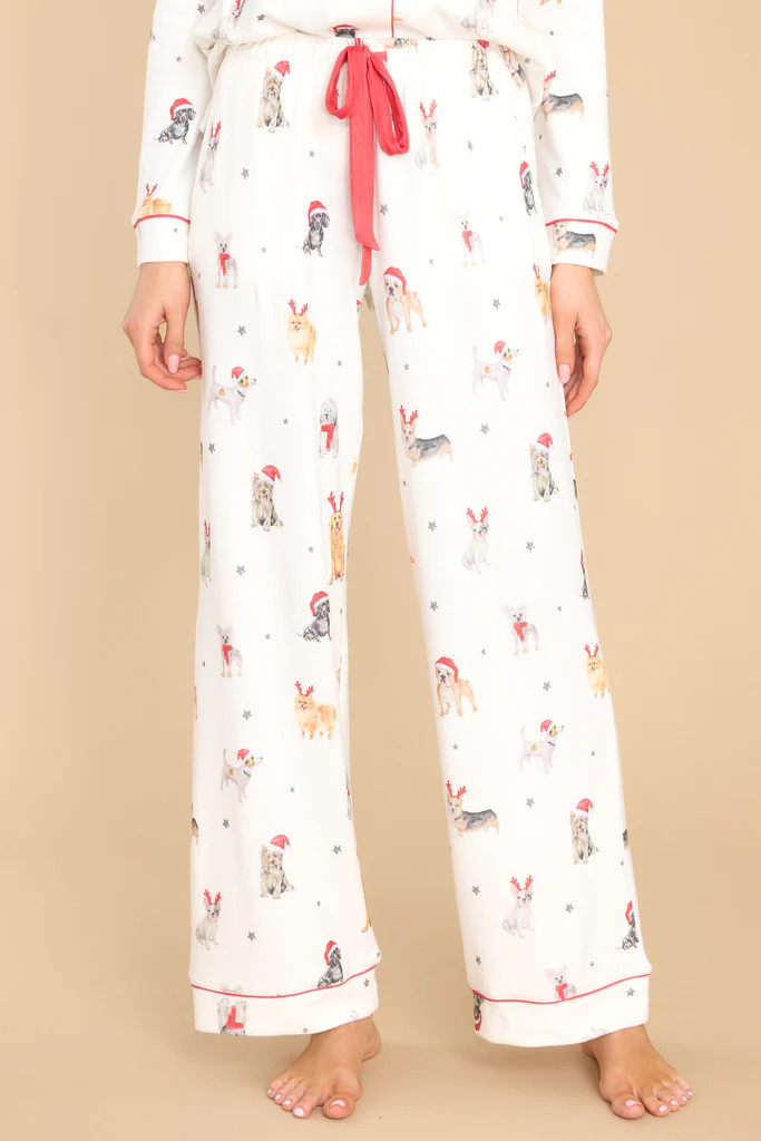Stars & Paws Ivory Pj Pants | Red Dress 