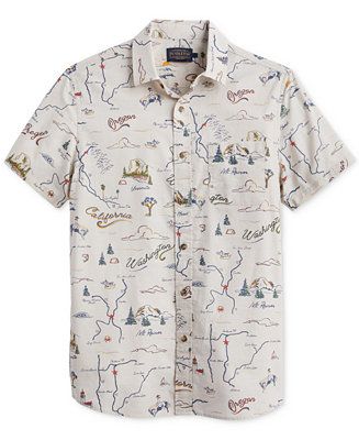 Men's Shoreline Print Short Sleeve Button-Front Shirt | Macy's