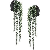 Tiita Artificial Hanging Plants, Faux Succulents in Pots, Realistic String of Pearls Plants for H... | Amazon (US)