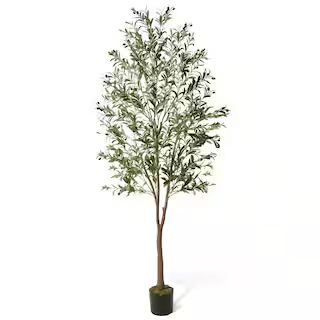 Fencer Wire 7 ft. Green Artificial Olive Tree, Faux Plant in Pot for Indoor Home Office Modern Decor | The Home Depot