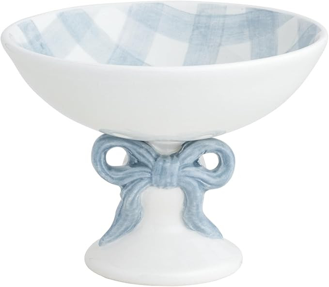 Mud Pie Ceramic Gingham Bow Candy Dish | Amazon (US)