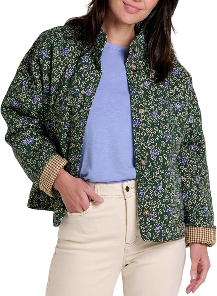 Quilted Jackets for Women Fall Jackets Button Down Vintage Floral Print Lightweight Winter Coats ... | Amazon (US)