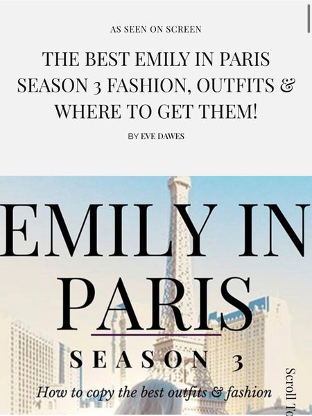 All season 3 Emily in Paris outfits including the dresses, matching sets, bags and shoes.
https://glamourandgains.com/emily-paris-season-3-fashion-outfits/

#LTKFind #LTKstyletip