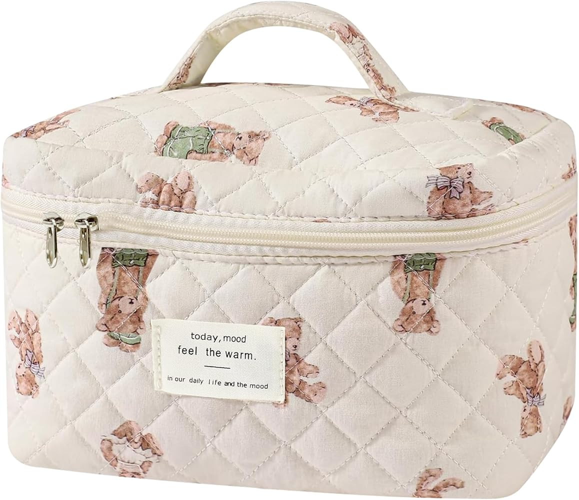 Large Makeup Bag, Cute Cosmetic Bag for Women Girls, Floral Coquette Aesthetic Toiletry Bag, Trav... | Amazon (US)