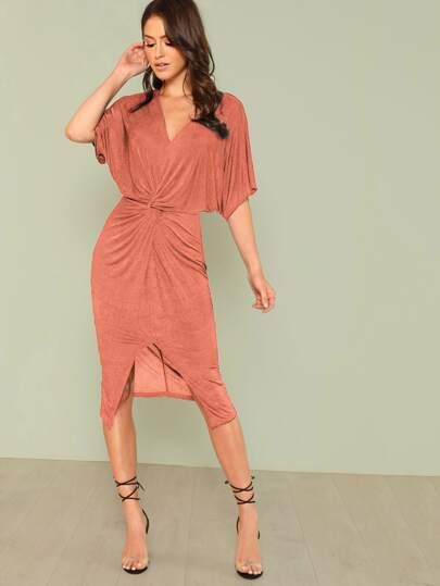 SHEIN Twist Front Kimono Dress | SHEIN