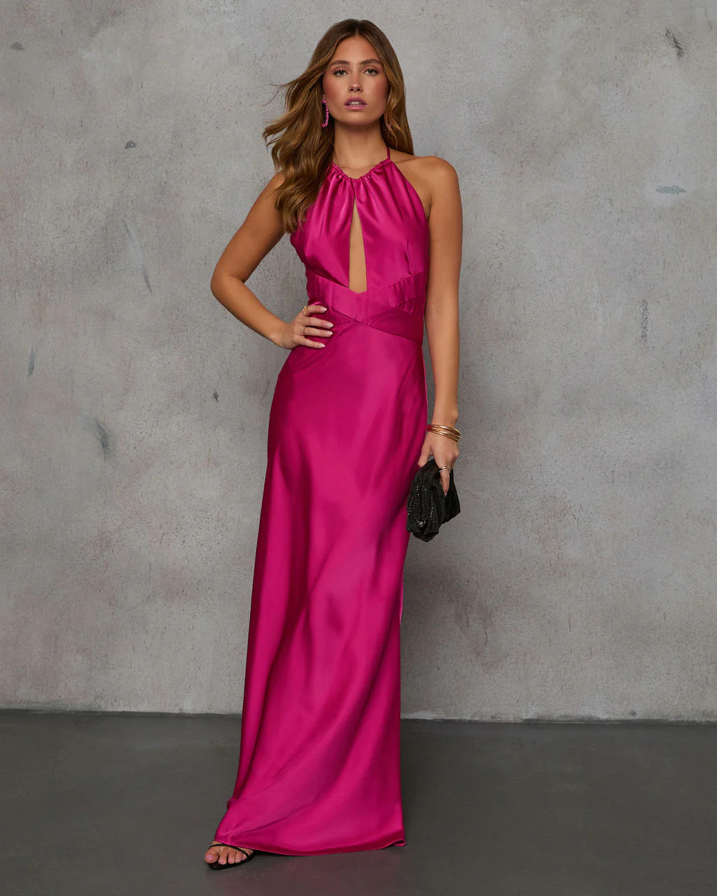 Adelynn Satin Halter Maxi Dress | VICI