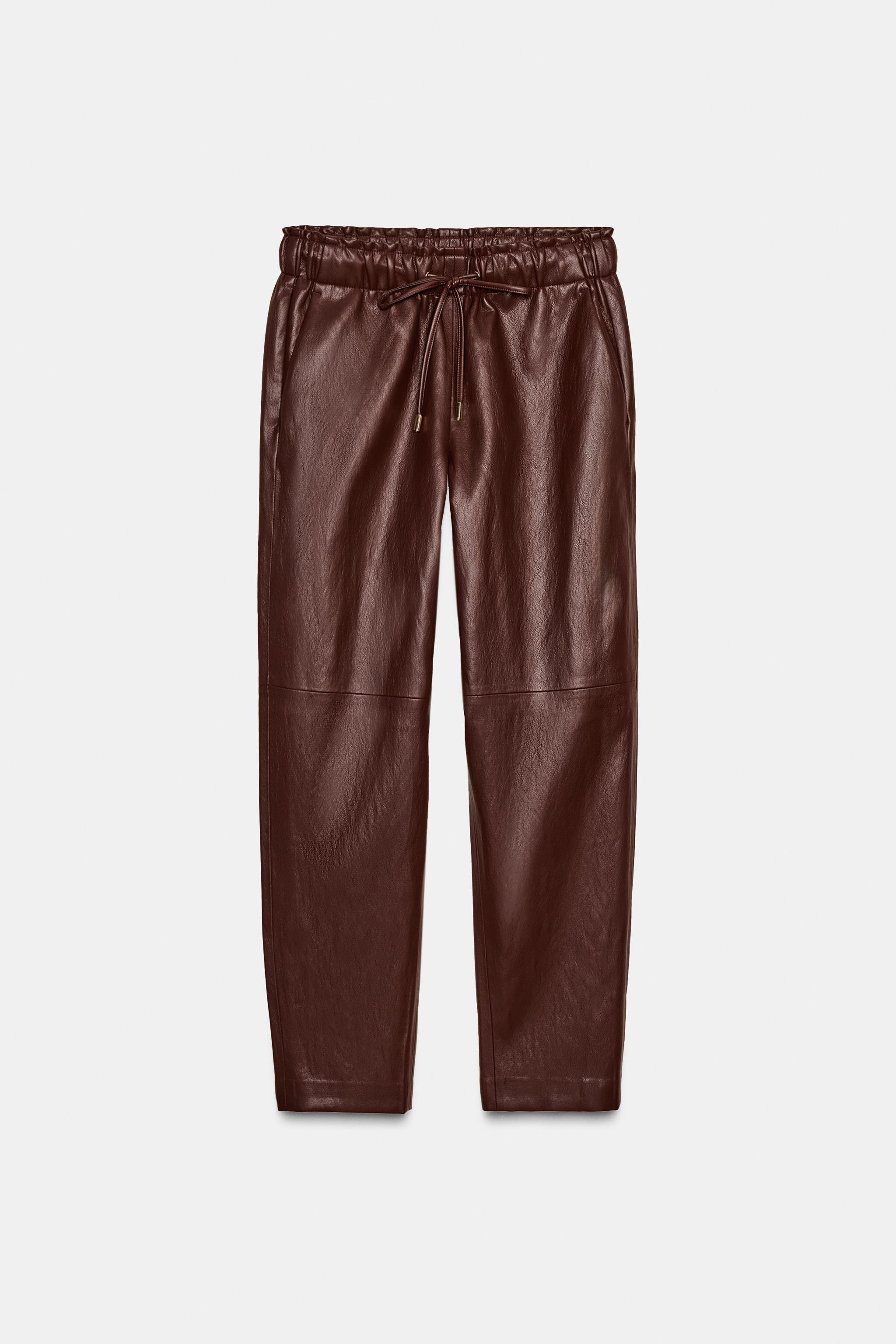 FAUX LEATHER ELASTIC WAIST PANTS | Zara US
