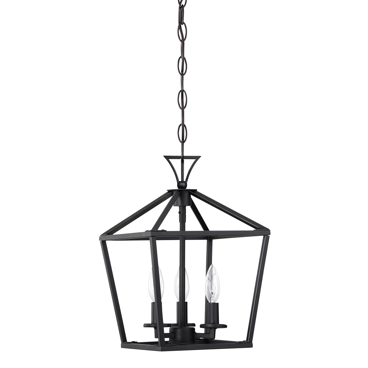 Hastings 3-Light Lantern Geometric Chandelier in Matte Black | Wayfair North America