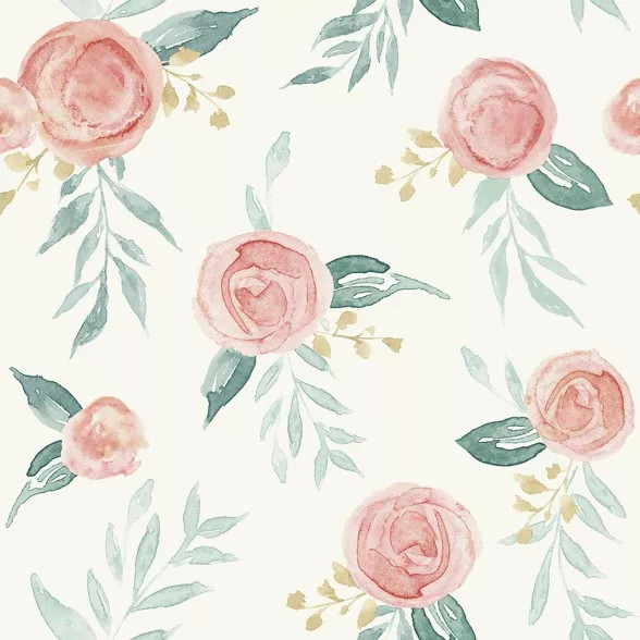 RoomMates Watercolor Roses Magnolia Home Wallpaper | Target
