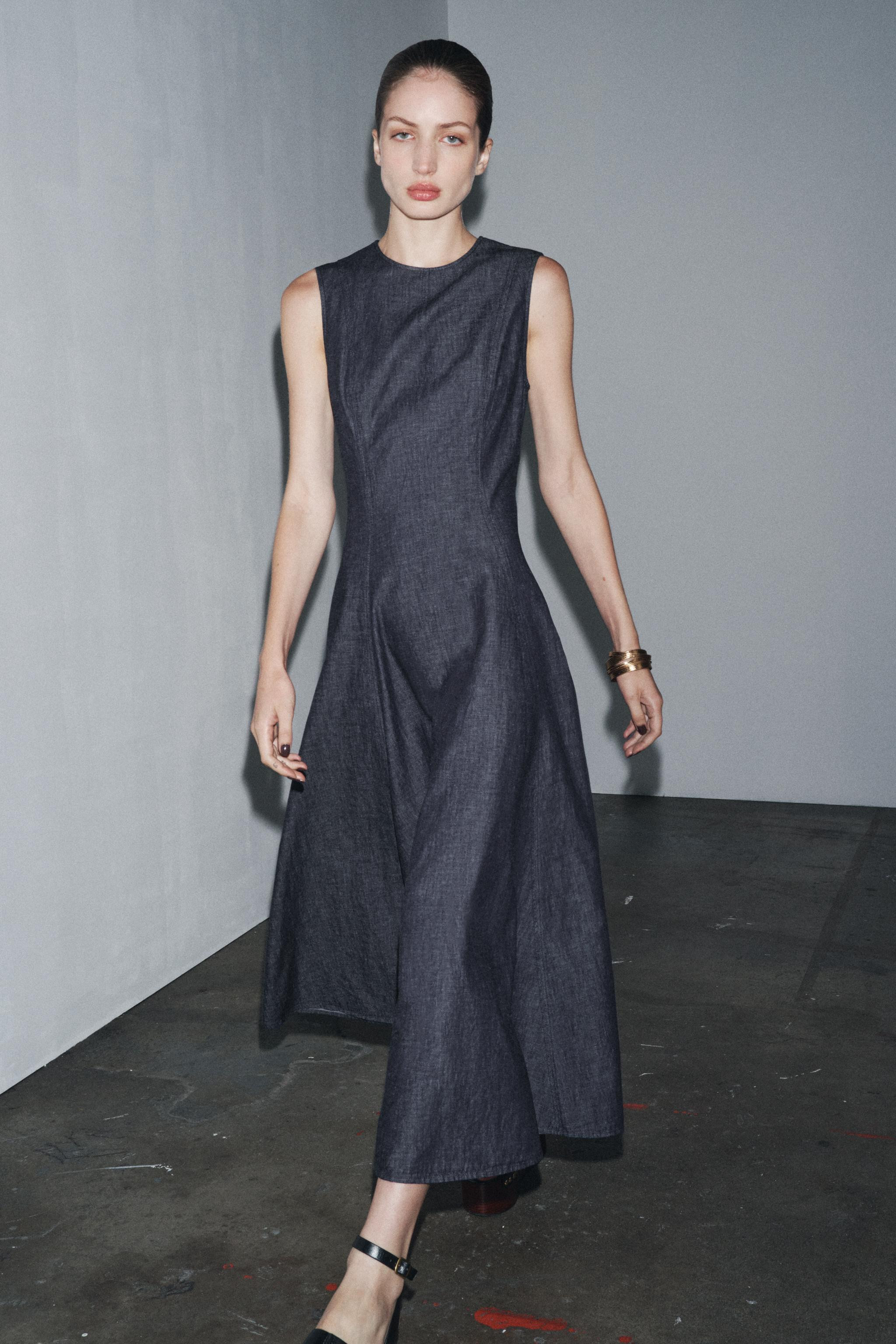 ZW COLLECTION DENIM MIDI DRESS | Zara US