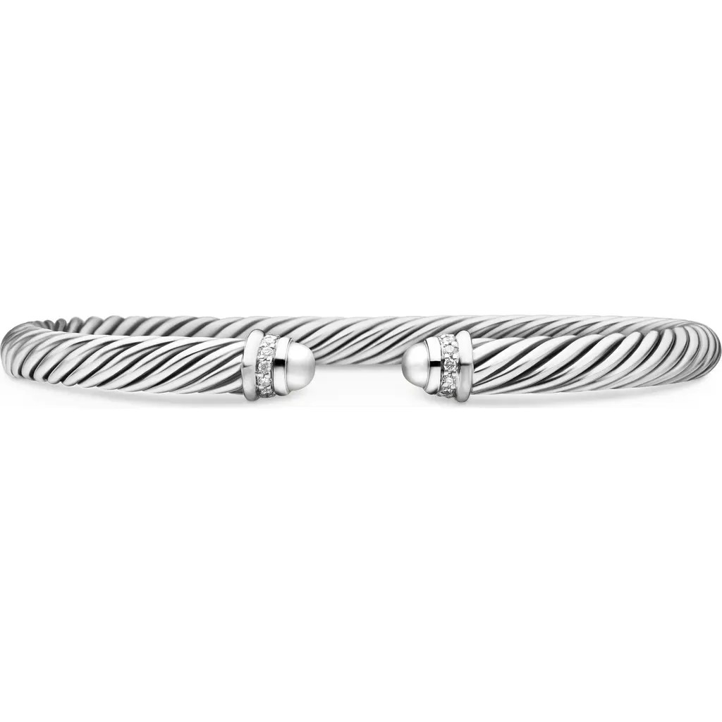 David Yurman Classic Cable Bracelet in Sterling Silver with Diamonds, 5mm in Silver Dome at Nordstrom, Size X-Small | Nordstrom