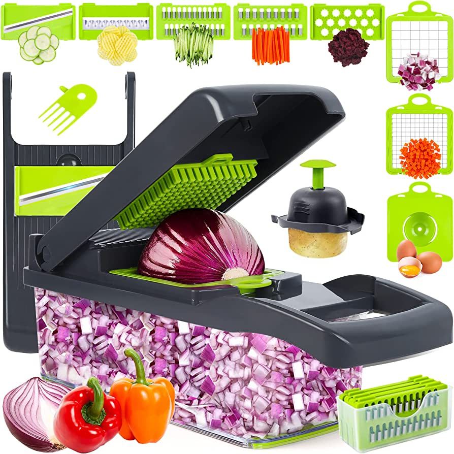 Vegetable Chopper, Onion Chopper, Mandolin Slicer,Pro 10 in 1professional food Choppermultifuncti... | Amazon (US)