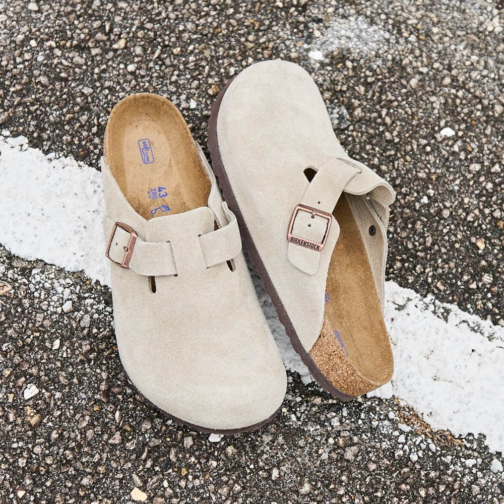 Mens Birkenstock Boston Soft Footbed Clog - Taupe | Journeys