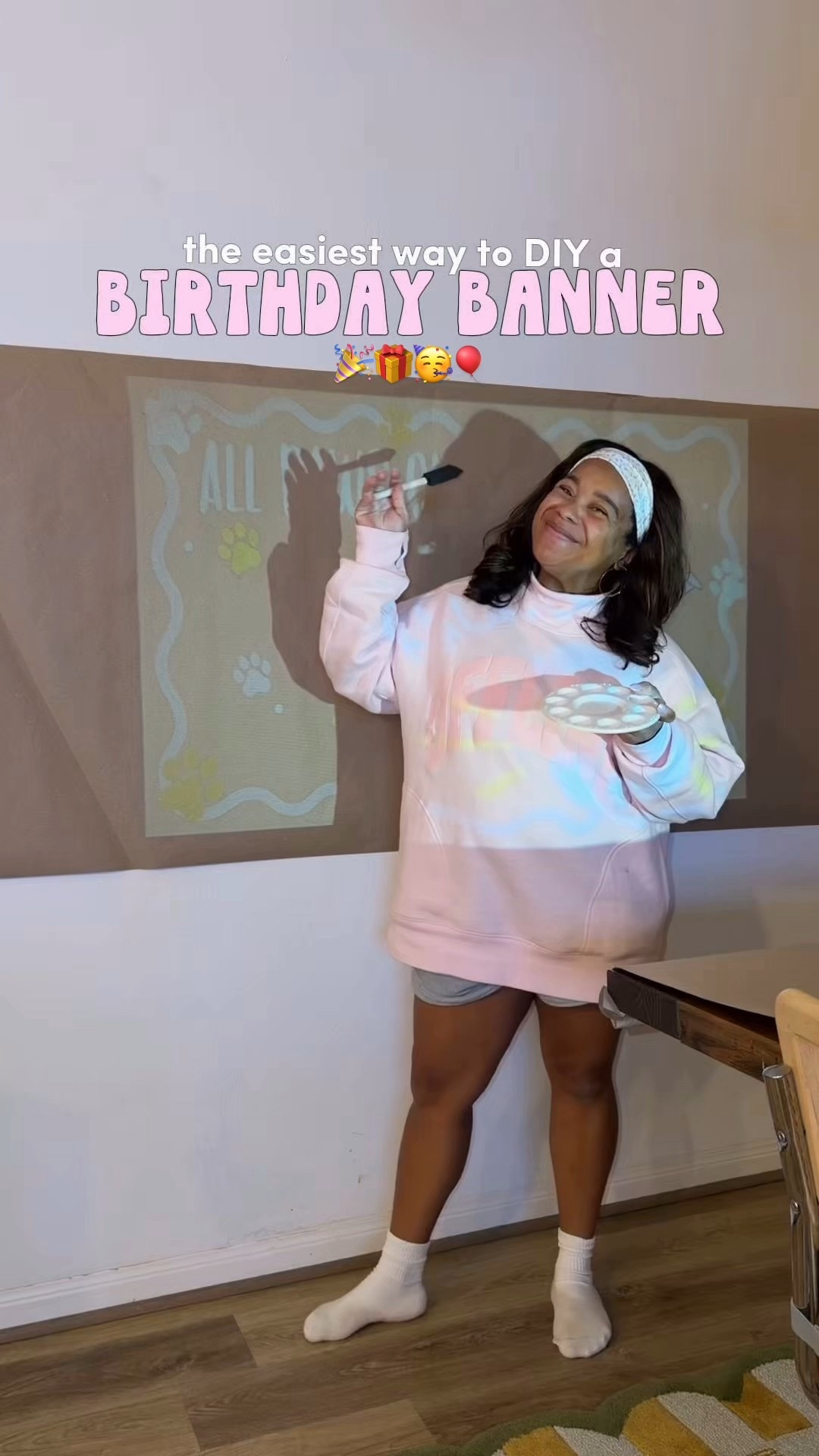 BIRTHDAY PREP: this is the projector we use to create birthday banners! Linked our mini projector, my sweatshirt and the paw patrol template I used 

#LTKKids