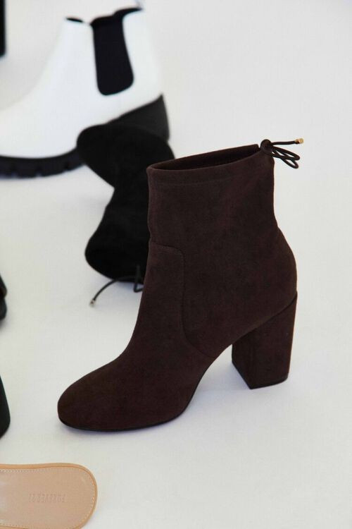 Faux Suede Block Heel Booties (Wide) | Forever 21 | Forever 21 (US)