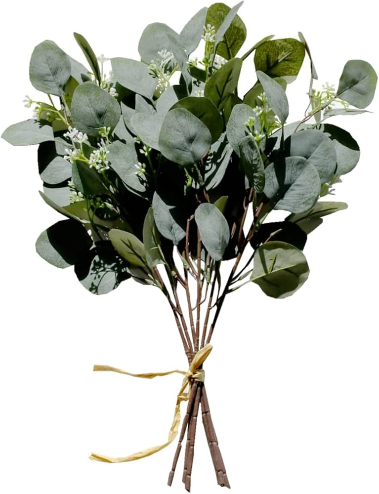 Mandy's 6pcs Artificial Silk Eucalyptus Leaves for Home Wedding Decoration | Amazon (US)