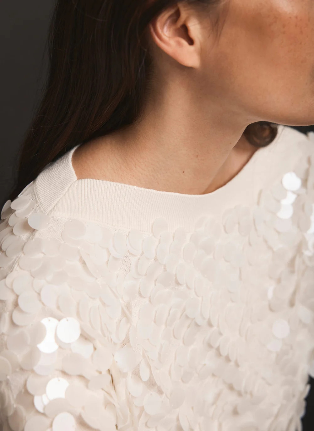 Cream Sequin Batwing Jumper | Mint Velvet