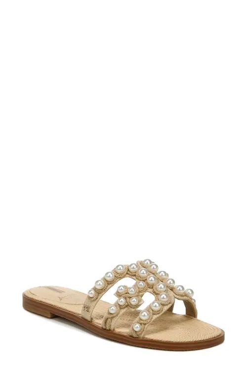 Sam Edelman Bay Imitation Pearl Cutout Slide Sandal in Summer Sand at Nordstrom, Size 12 | Nordstrom