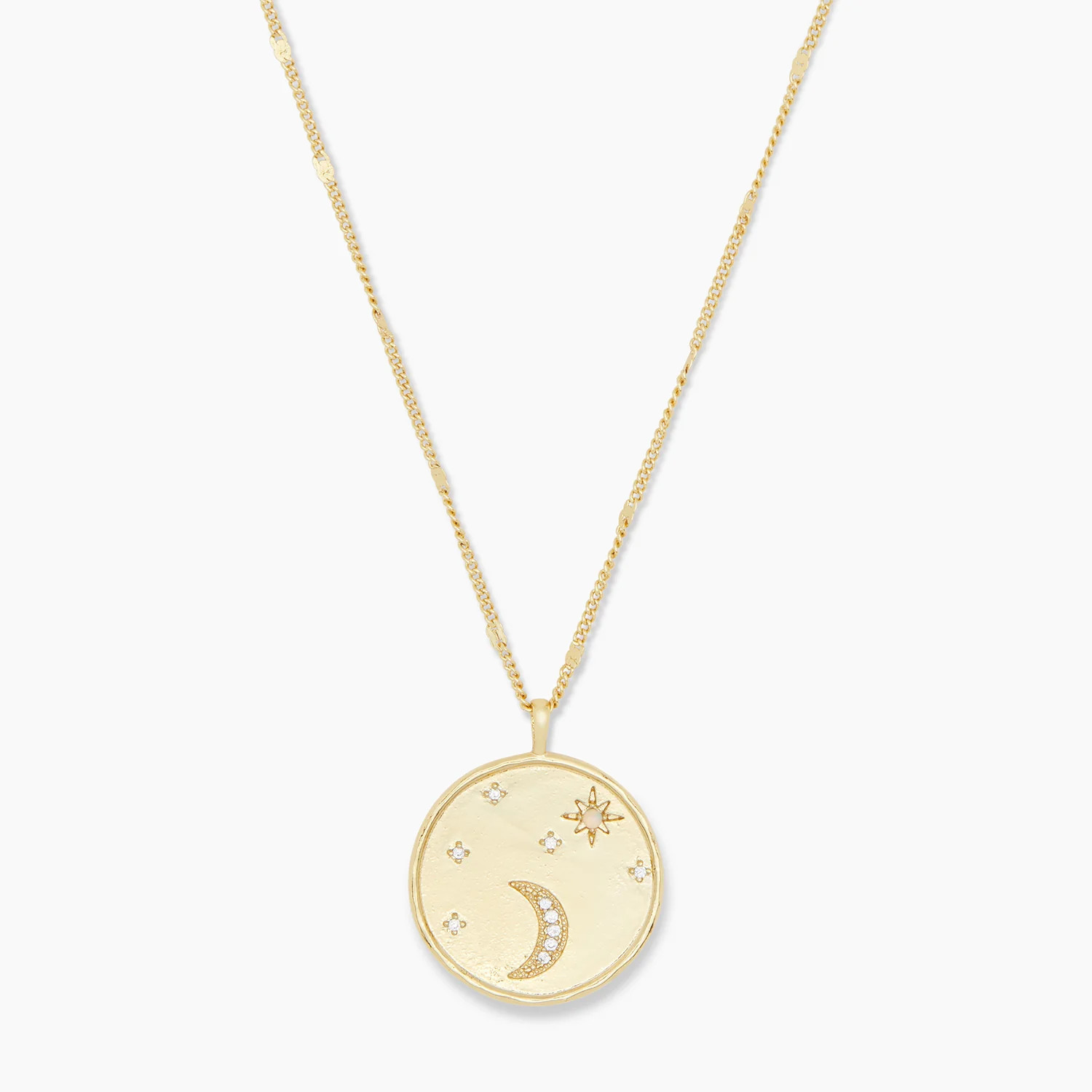 Luna Coin Necklace in Gold Plated Brass, Women's in Gold/White/White Opalite by Gorjana | Gorjana