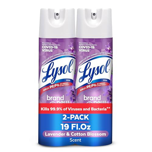 Lysol Disinfectant Spray, Sanitizing and Antibacterial Spray, For Disinfecting and Deodorizing, Lavender & Cotton Blossom Scent, 19 Oz (Pack of 2) | Amazon (US)