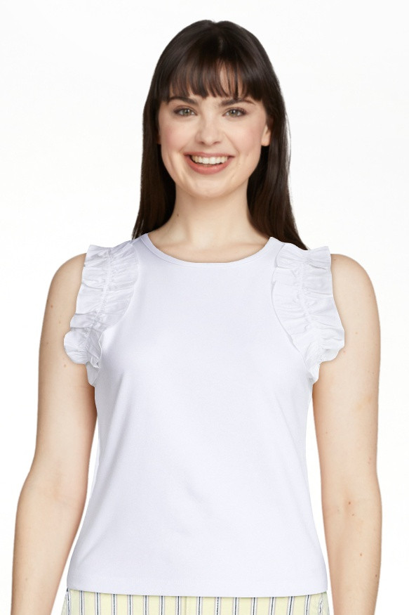 Free Assembly Women's and Women's Plus Ruffle Trim Mixy Tank Top, Sizes XS-4X | Walmart (US)