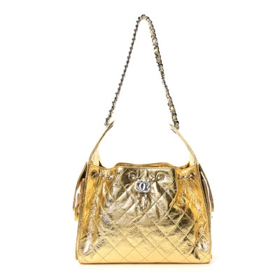 Metallic Aged Calfskin Quilted Small Chanel 25 Handbag Gold | FASHIONPHILE (US)