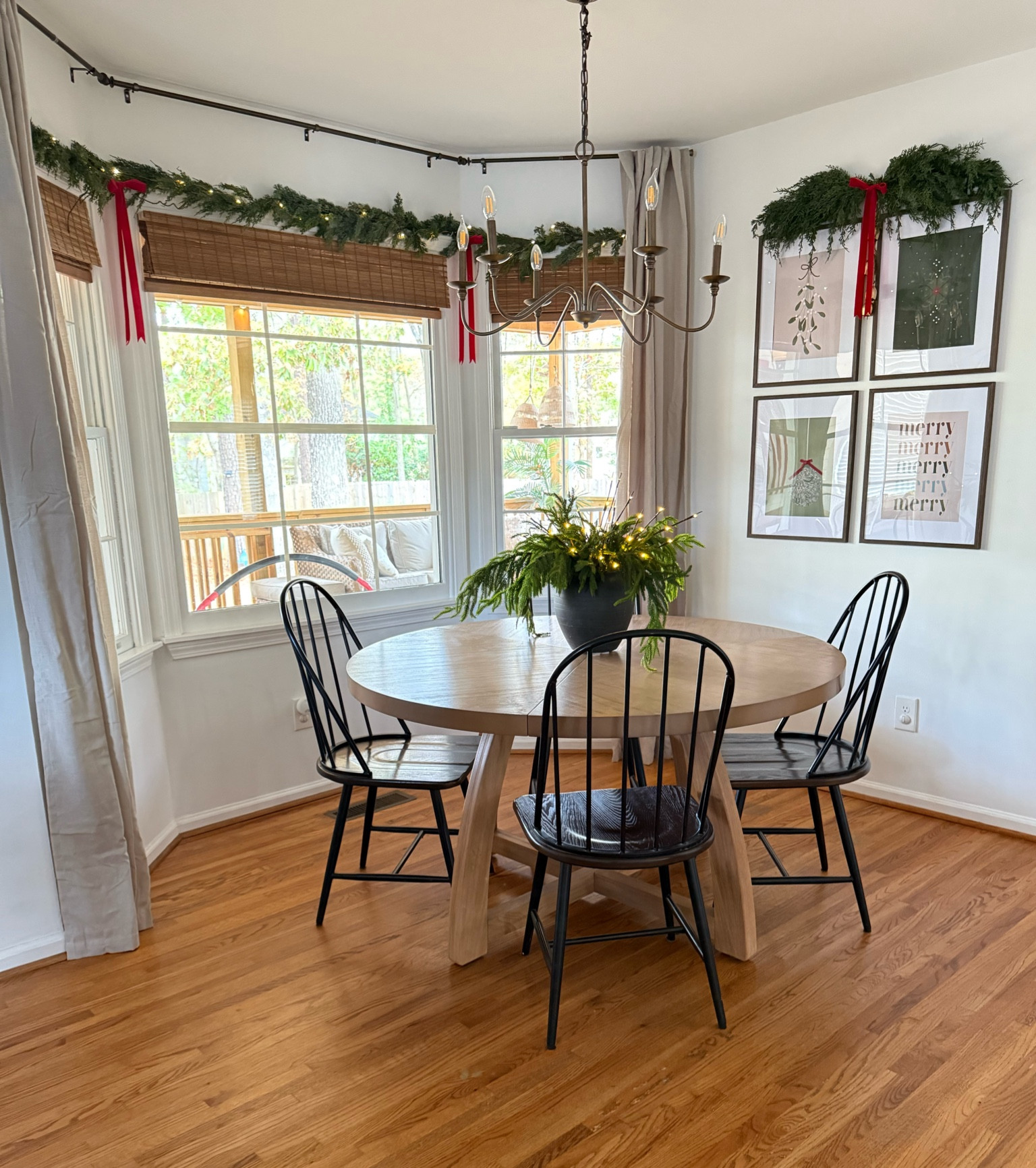 I added woven shades and curtains to my breakfast nook and it instantly made it feel cozy. I also added Christmas touches🎄

#LTKHome #LTKSeasonal #LTKHoliday