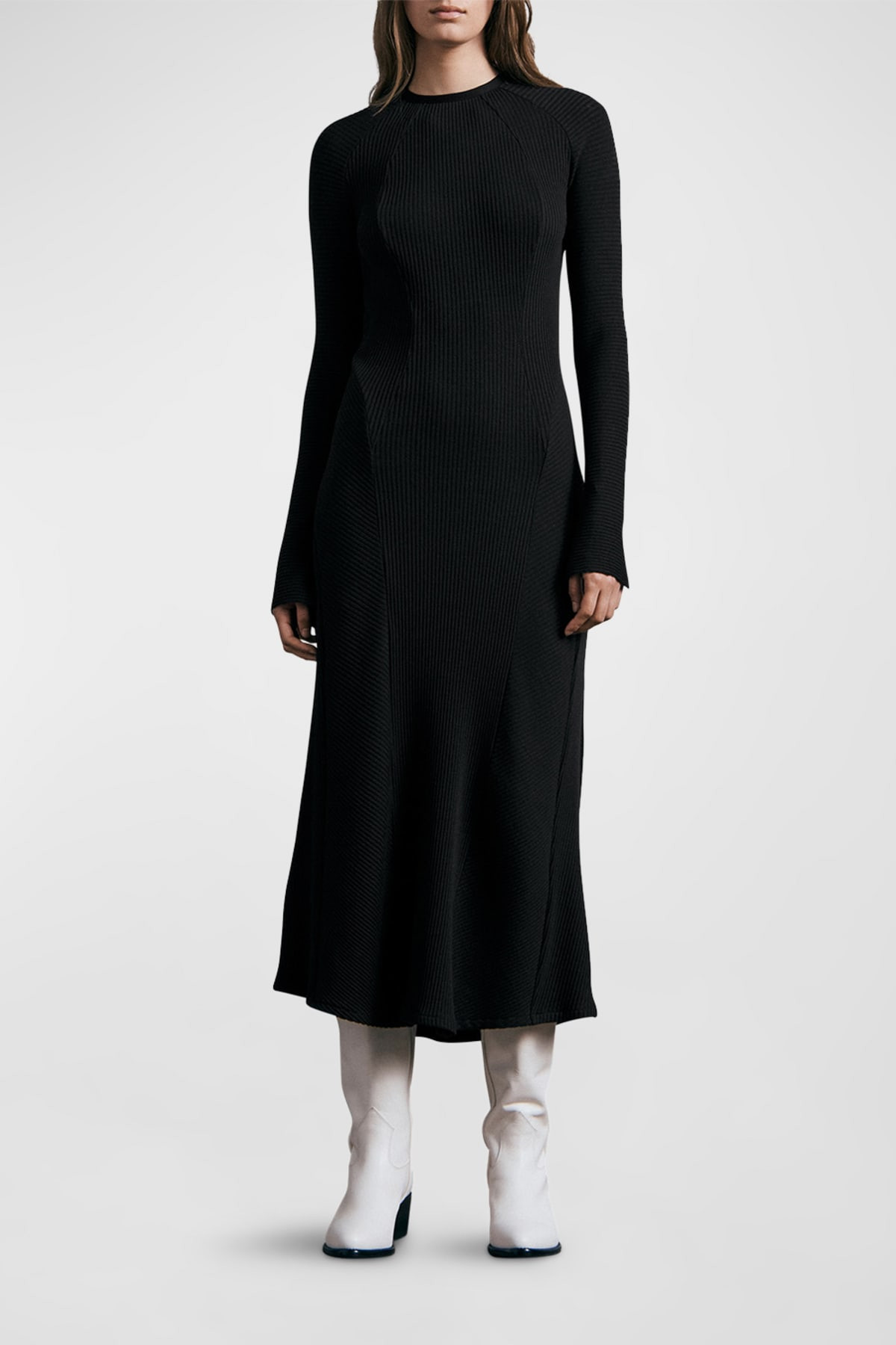 Echo Ribbed Long Sleeve Midi Dress | Neiman Marcus
